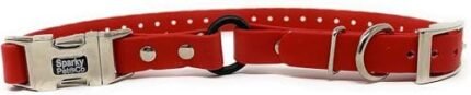 Sparky Pet Co – Zeus ECollar Replacement Strap – Bungee Loop Dog Collar – Waterproof Biothane – Adjustable – Double Buckle – Quick Snap Metal Clasp – for Invisible Fence Systems 3/4″x 28″ (Red)