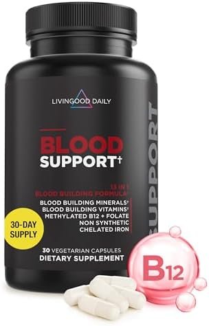 Livingood Daily Iron Supplement for Women & Men, Blood Support (30 Capsules) – Supports Healthy Red Blood Cell Production & Overall Blood Health – Non-GMO, Gluten-Free, Allergen-Free, & Vegan