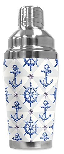 Mugzie brand 16-Ounce Cocktail Shaker with Insulated Wetsuit Cover – Nautical