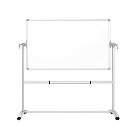 VIZ-PRO Double-Sided Magnetic Mobile Whiteboard, 60 x 36 Inches, Steel Stand