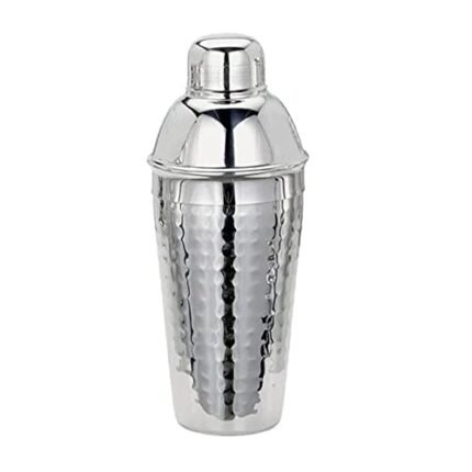 Cuisinox Stainless Steel Cocktail Shaker with Lid and Strainer, Hammered Finish, 9.4″- 24 oz