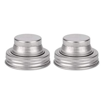 uxcell 2 Pcs Stainless Steel Regular Mouth Mason Jar Shaker Lids with Silicone Seals Canning Cups for Mixed Drinks House Cocktail