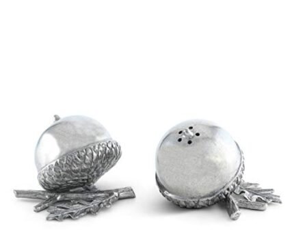 Vagabond House Pewter Metal Acorn Forest Salt and Pepper Shaker Shakers Set 2 inch x 2 inch