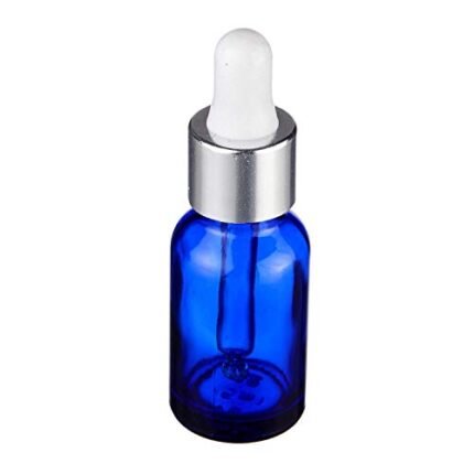 15 ML Blue Round Glass Bottle with Glass Dropper Metallic Cap For Essential Oils Aromatherapy Oils Blends, DIY Perfume, Cosmetics, Beauty Products