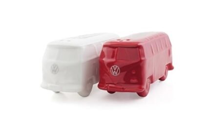 BRISA VW Collection – Volkswagen Salt & Pepper Shakers in Ceramic with T1 Bus Design 2-piece set (Classic Bus/White & Red)