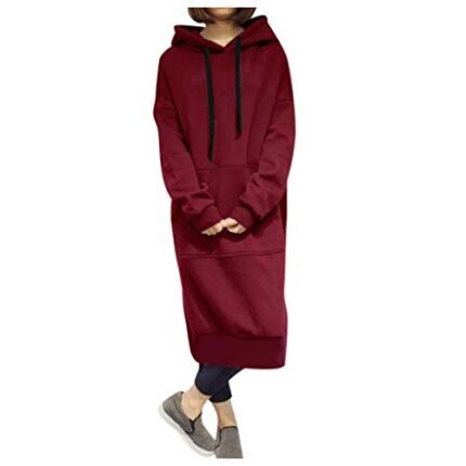 Womens Oversized Hoodies Fleece Sweatshirts Long Sweatshirt Hooded Dress with Pockets Fall Tops Casual Loungewear Jogging Dress for Women Autumn Dress Tunic Sweater Dress for Women Bunny Slippers