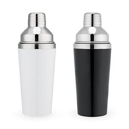 True Mixing, 16 oz Streamline Cocktail Shaker, Black & White