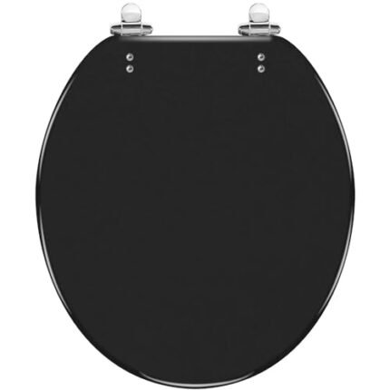 Round Toilet Seat Texture Black Total Background Abstract New Asphalt Stucco Concrete Resin Toilet Seat Quietly Slow Close with Quick-Release Hinges Toilet Seat with Cover Easy to Clean Install