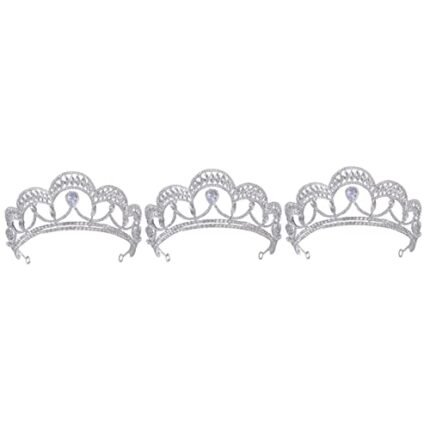 FOMIYES 3pcs crown hair accessory bridal wedding crown birthday tiara crown crystal headpieces rhinestone tiara crown princess crown girl tiara hair care product bride modeling Zinc alloy