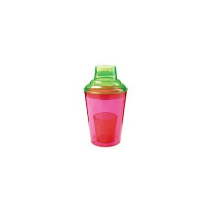 G.E.T. SH-175-NEON-EC 17.5 Ounces. 3 Piece. Shaker Set for Cocktails or Martinis, Clear, Break Resistant Plastic, Neon, Pink (Pack of 4)