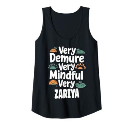 Womens ZARIYA Personalized Very Demure Very Mindful ZARIYA Name Tank Top