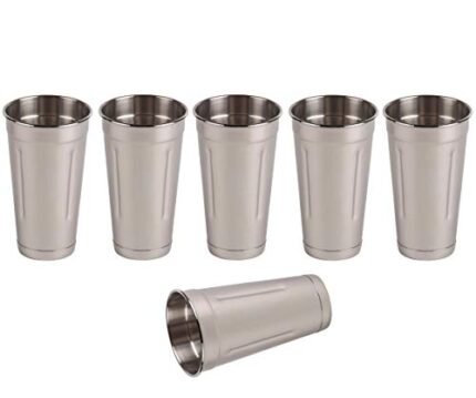 Tezzorio (Set of 6) 30 oz Stainless Steel Malt Cup, Professional Blender Cup, Milkshake Cup, Cocktail Mixing Cup, Commercial Grade Malt Cups