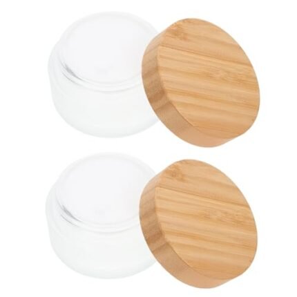 2pcs Scrub Cream Bottle Skin Care Products Container with Lid Travel Skincare Containers Empty Jars Round Eye Cream Jar Skincare Glass Jars Facial Cream Container Cover MUSISALY