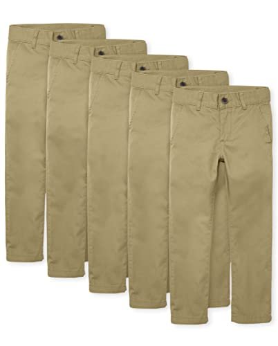 The Children’s Place Boys Stretch Skinny Chino Pants,Flax 5 Pack,14S