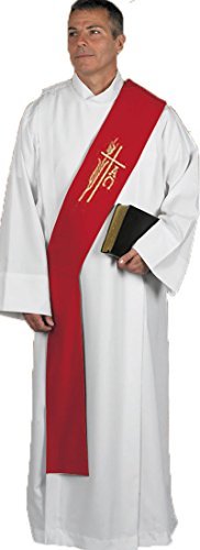 Alpha Omega Wheat Deacon Stole (Red)