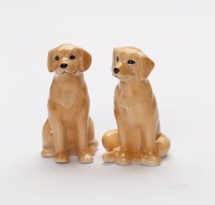 Fine Ceramic Labrador Retriever Dogs Salt and Pepper Shakers Set, 3-5/8″ H