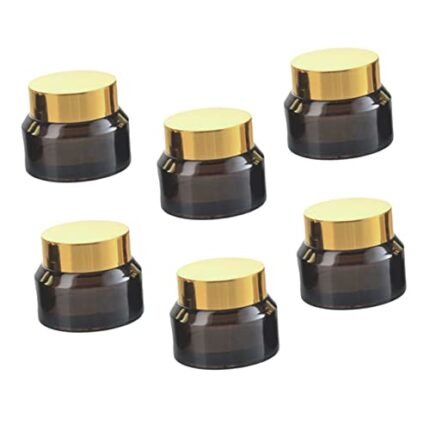 WOONEKY 6Pcs Compact Glass Cream Bottles Leak-Proof Beauty Products Jars 30ml Empty Jar Balm Bottles for Travel