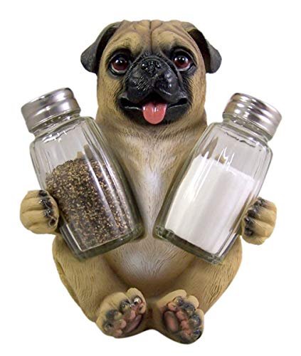 Peppery Pug Salt and Pepper Shaker Holder (Shakers Included)