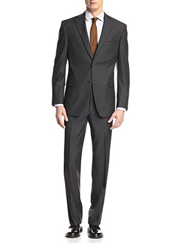 Giorgio Napoli GN Men’s Two Button 2 Piece Modern Classic Fit Suit Jacket Pant (40 Short US / 50S EU/W 34″, Charcoal)