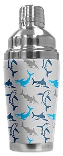 Mugzie 20 Ounce Stainless Steel Cocktail Shaker with Insulated Wetsuit Cover – Sharks Seamless