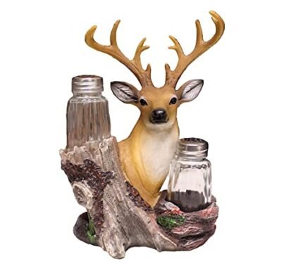 DWK Animal Holder with Salt And Pepper Shaker Set (3 Piece) | Kitchen Décor and Accessories | Salt and Pepper Shakers | Home Décor | Home Decorations… (Deer)