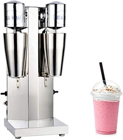 ZHFEISY Dual Head Electric Milkshaker – 2x650ml Commercial Milk Shaking Machine Drink Mixer – Stainless Steel 2 Speed 18000RMP