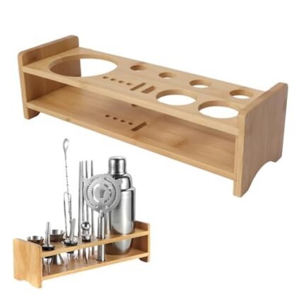 Bartender Kit Stand,Cocktail Shaker Set Wooden Stand Multipurpose Bartending Tool Holder Wood Bartending Tool Storage Holder for Bar Home