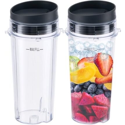 Replacement16oz Blender Cup for Ninja,Single Serve Blender Cup With Lids Set For BL770 BL780 BL660 BL740 BL810 Nutri Ninja Series Blenders (2-pack)