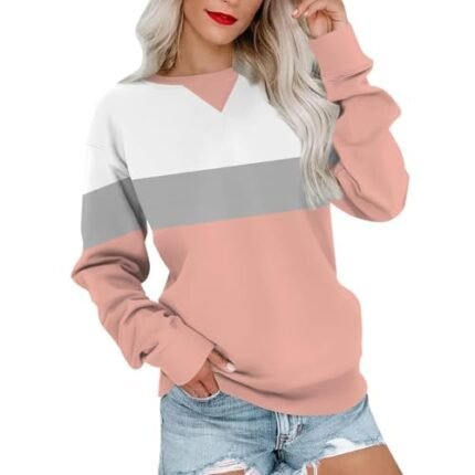 custom embroidered sweatshirt deals of the day clearance prime womens Women Sweatshirt,Womens Graphic Sweatshirts Crewneck Long Sleeve Pullover Casual Tops Fall Outfits Winter Clothes Rose Gold XL