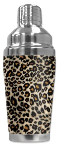 Mugzie brand 20 Ounce Cocktail Shaker with Insulated Wetsuit Cover – Small Leopard Spots