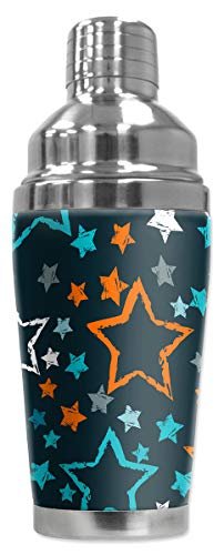 Mugzie MAX 20 Ounce Stainless Steel Cocktail Shaker – Martini Shaker with Wetsuit Cover – Stars