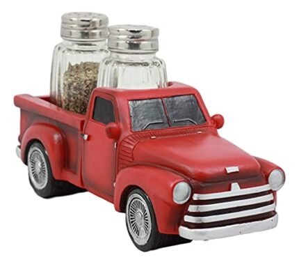 Ebros Classic Old Fashioned Red Pickup Truck Figurine Holder For Glass Salt And Pepper Shakers Kitchen Decor Statue (S&P Shakers)