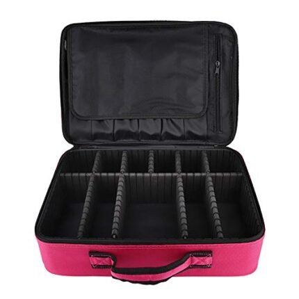 Upgrade 3 Layer Cosmetic Storage Bag – Portable Travel Large Capacity Can Be Set Trolley Case Cosmetic Bag Tattoo Beauty Products Box, 2 Colors Optional(Rose Red)