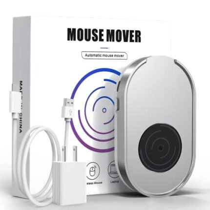 Ergopollo Mouse Jiggler, Undetectable Mouse Mover Device Wiggler Shaker with Drive Free USB Cable and 5V1A Adapter, Moves Mouse Automatically, Keep PC Screen Active, Silver