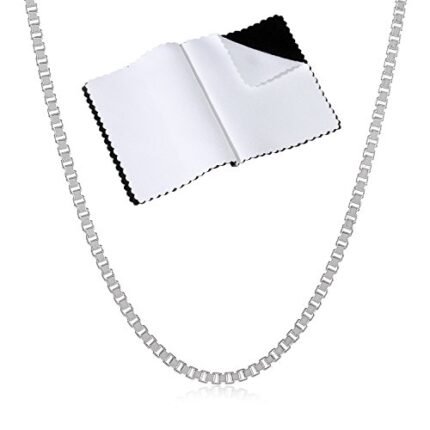 1.5mm Solid .925 Sterling Silver Square Box Chain Necklace, 24 inches