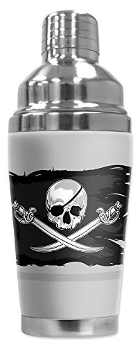 Mugzie 20 Ounce Stainless Steel Cocktail Shaker with Insulated Wetsuit Cover – Pirate Flag