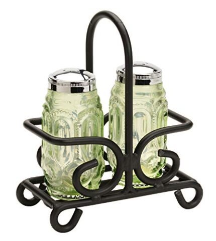 SALT & PEPPER CADDY – Sturdy Wrought Iron Shaker Rack in Satin Black Finish Hand Forged by Amish Blacksmith Lancaster Pennsylvania USA