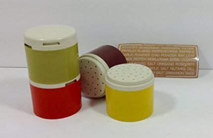 Vintage Tupperware Stackable Spice Shakers Containers Set of 4 Harvest Colors