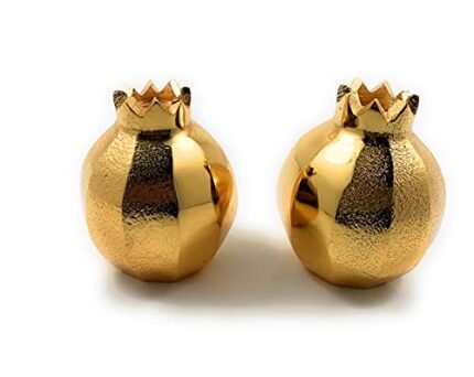 Decorative Salt and Pepper Shakers Set Kitchen Table Decor Accents(Golden Pomegranate) 2.8 inches high