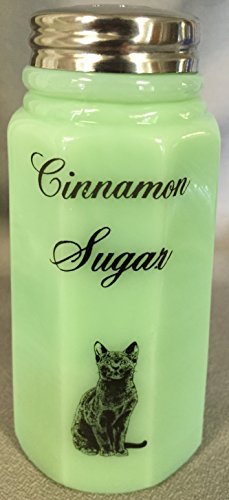 Sugar Shaker – Paneled – Rosso Exclusive – Jade w/Cats, Dogs, Birds – American Made – Mosser Glass USA (Black Cat w/Cinnamon Sugar)