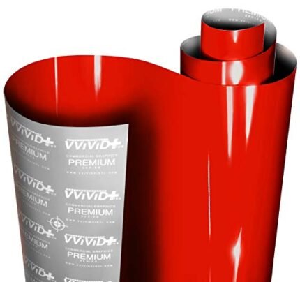 VViViD+ Ultra Gloss Racing Red Vinyl Car Wrap Premium Paint Replacement Film Roll with Nano Air Release Technology, Stretchable Protective Cap Liner, Self Adhesive (50ft x 5ft)