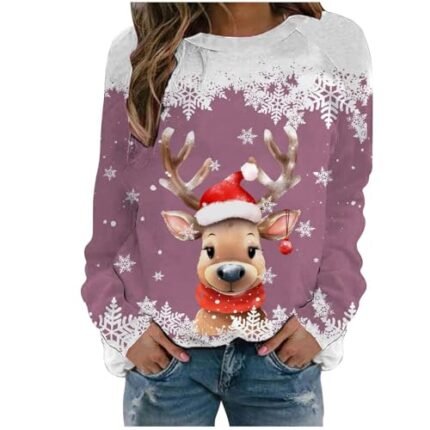 Womens Christmas Outfit Winter Tops for Women Christmas Maternity Shirt Blue Tops for Women Christmas Character Shirt Ugly Sweater Party Trending Gifts for Women 2024