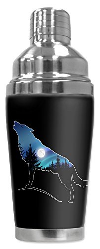 Mugzie 20 Ounce Stainless Steel Cocktail Shaker with Insulated Wetsuit Cover – Wolf Silhoutte