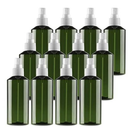 DLIBUY 24 Pcs Empty 200ml 24.24oz Portable Amber Plastic PET Fine Mist Pump Spray Bottles with White Sprayer Refillable Travel Containersfor Perfume Liquid Cosmetic Products, 4x Funnel