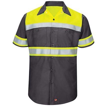 Red Kap mens Hi-vis Colorblock Ripstop Work – Type O, Class 1 Shirt, Fluorescent Yellow/Charcoal, XX-Large US