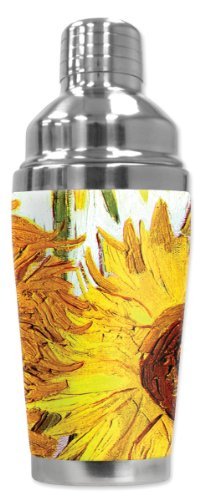 Mugzie brand 20 Ounce Cocktail Shaker with Insulated Wetsuit Cover – Van Gogh: Sunflowers