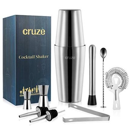 Cocktail Shaker Bar Mixer Set-Professional Bartender Premium Stainless Steel 25oz. Perfect for Homemade Party Drinks with Your Favorite Liquor Mixes. This 9 Piece Kit Has All The Essentials You Need.