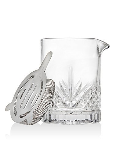 Godinger Dublin Collection Crystal Mixing Glass Pitcher Cocktail Shaker with Stainless Steel Julep Strainer