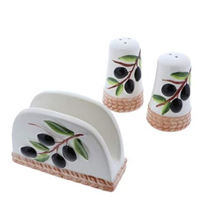 Olive Branch Napkin Holder and Salt and Pepper Shaker