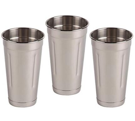 Tezzorio (Set of 3) 30 oz Stainless Steel Malt Cups, Professional Blender Cups, Milkshake Cups, Cocktail Mixing Cups